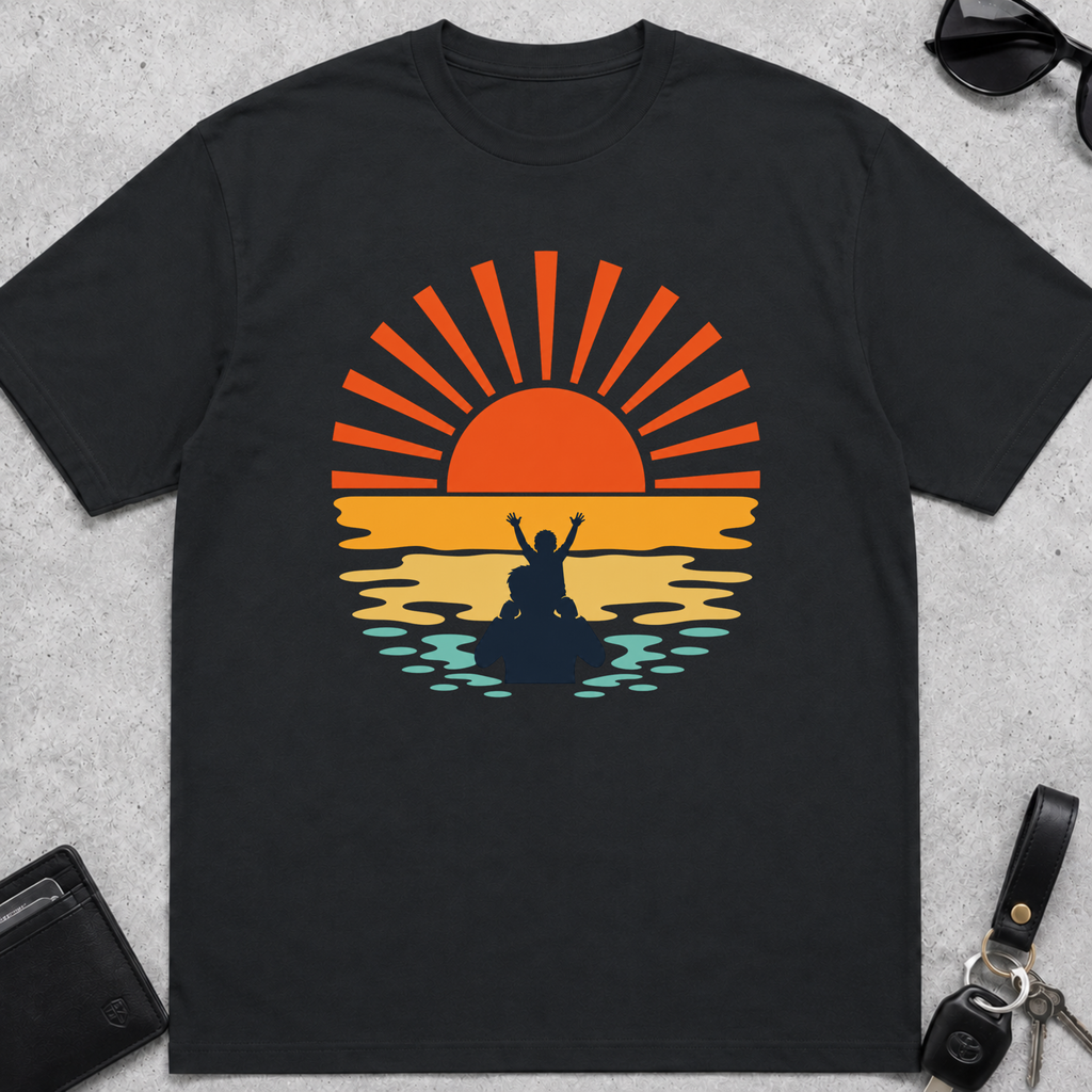 Sunset Kid On Shoulders T-Shirt