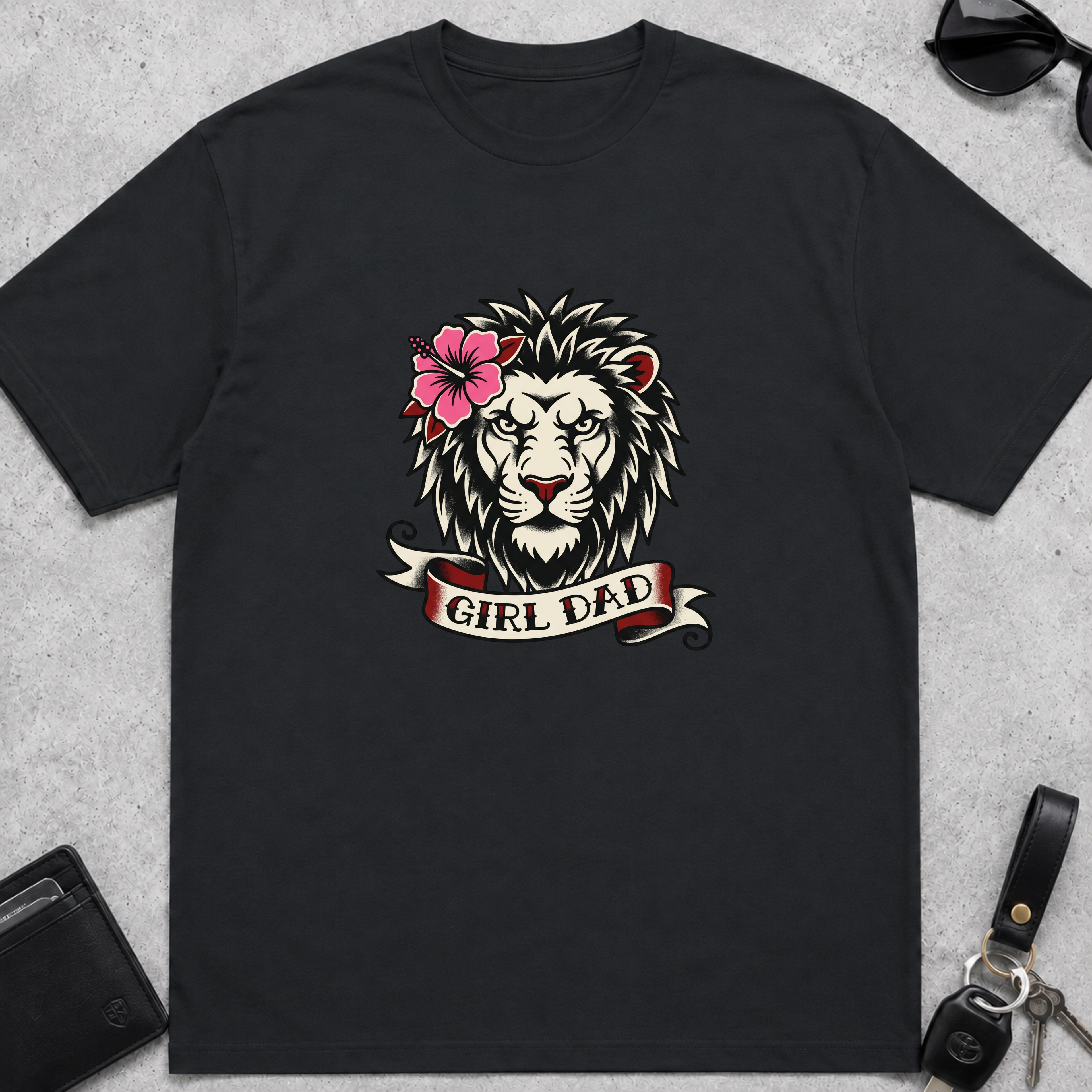 Girl Dad Lion Tattoo T-Shirt