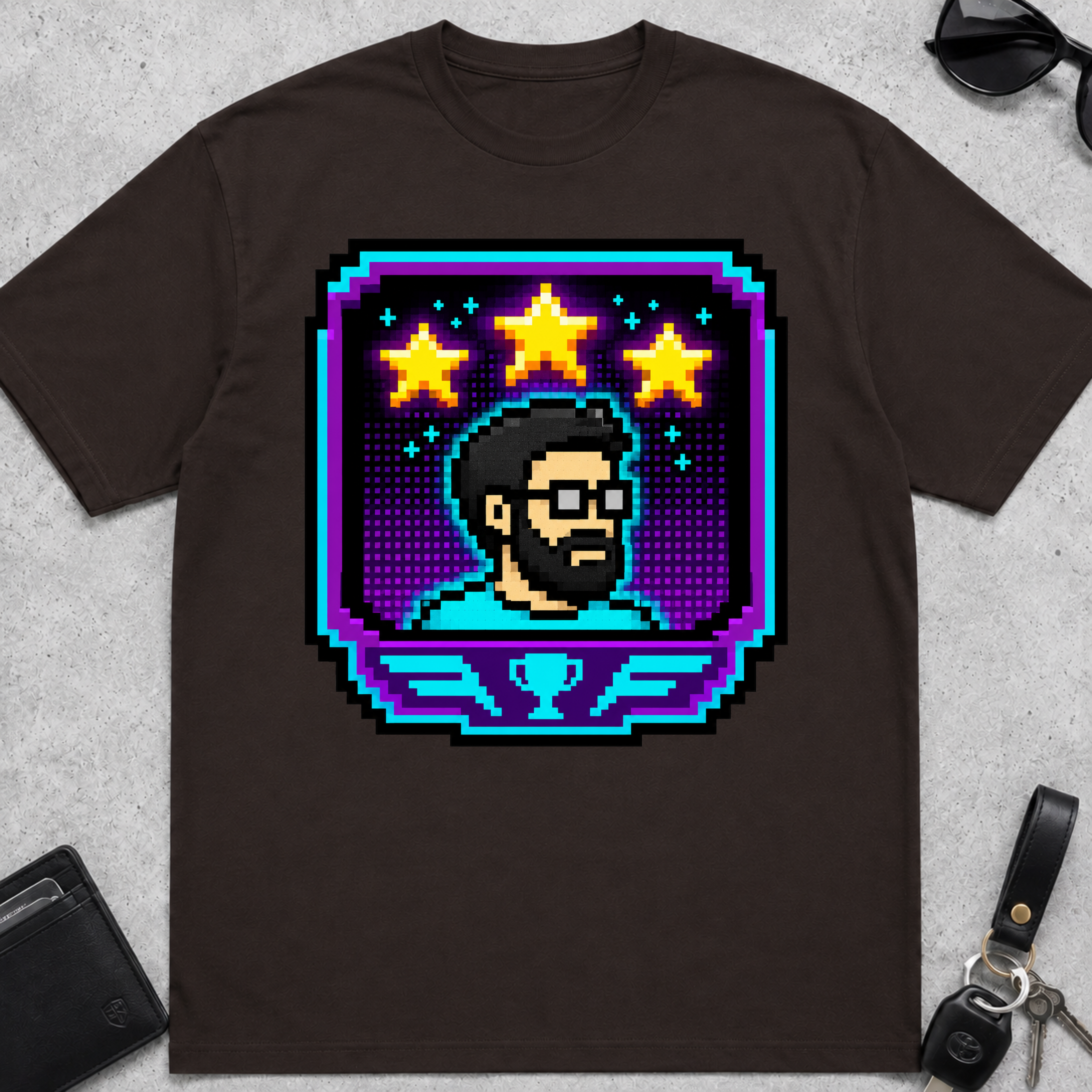 Dad Three Stars 8-Bit T-Shirt