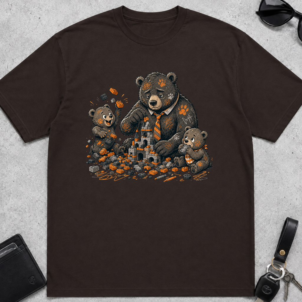 Block Castle Building Bear T-Shirt