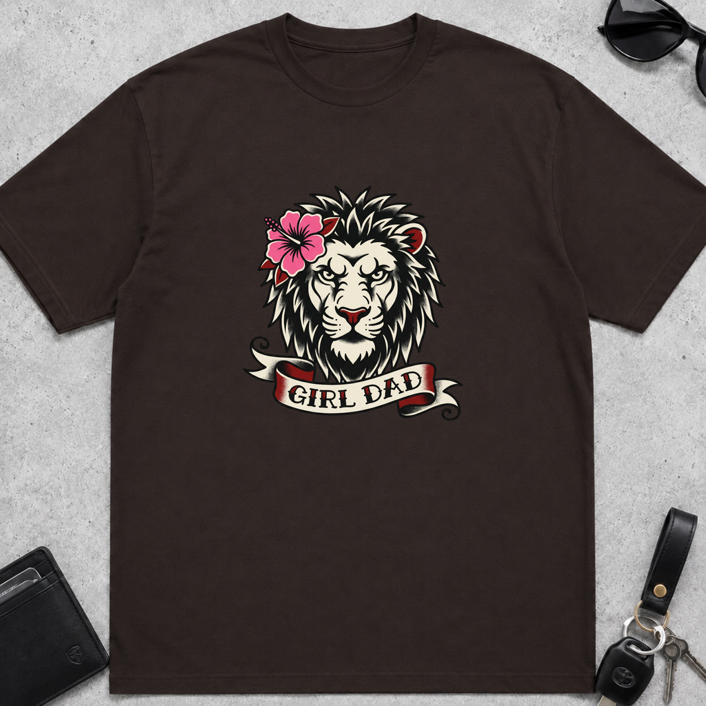 Girl Dad Lion Tattoo T-Shirt