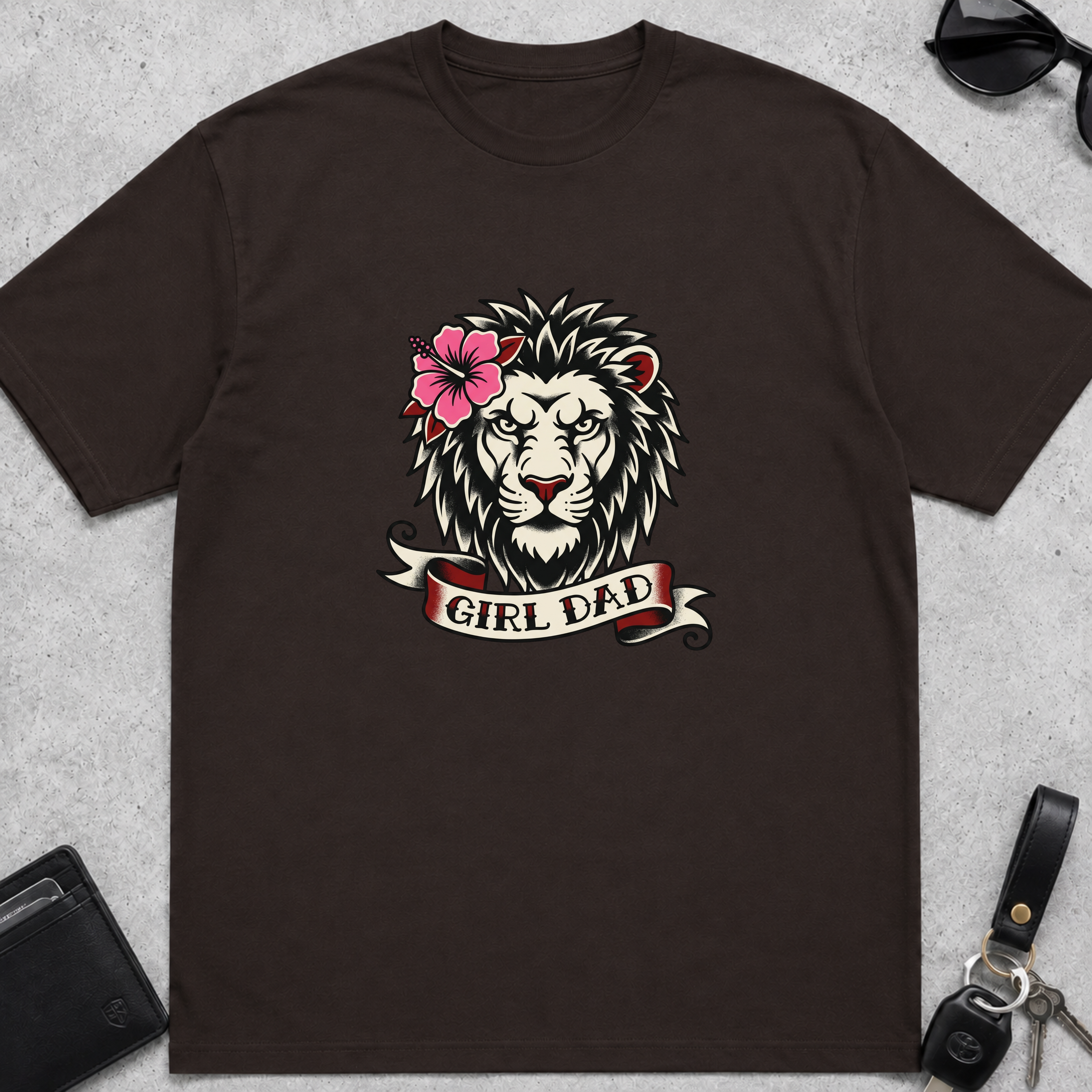 Girl Dad Lion Tattoo T-Shirt