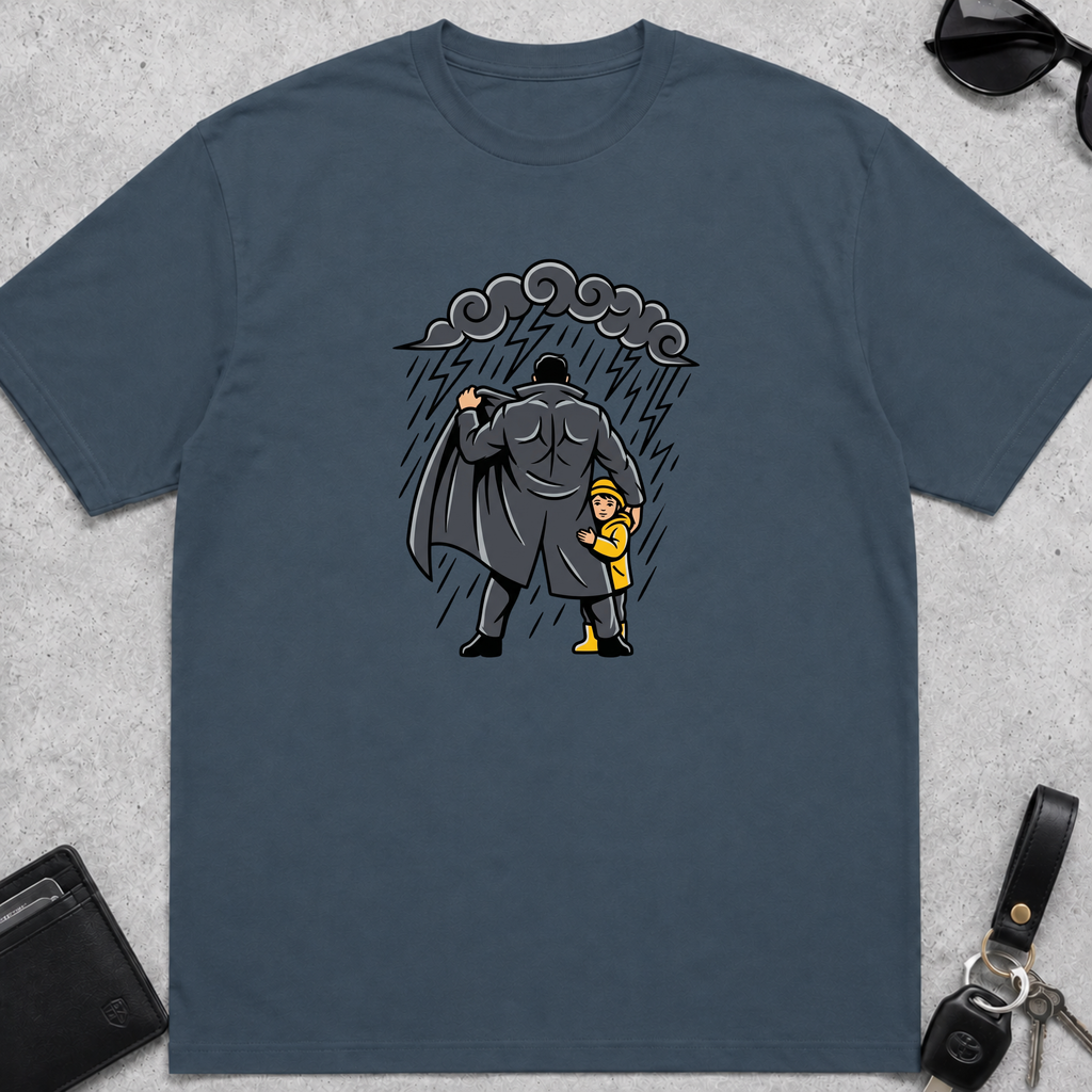 Dad Protecting Child From Rain T-Shirt