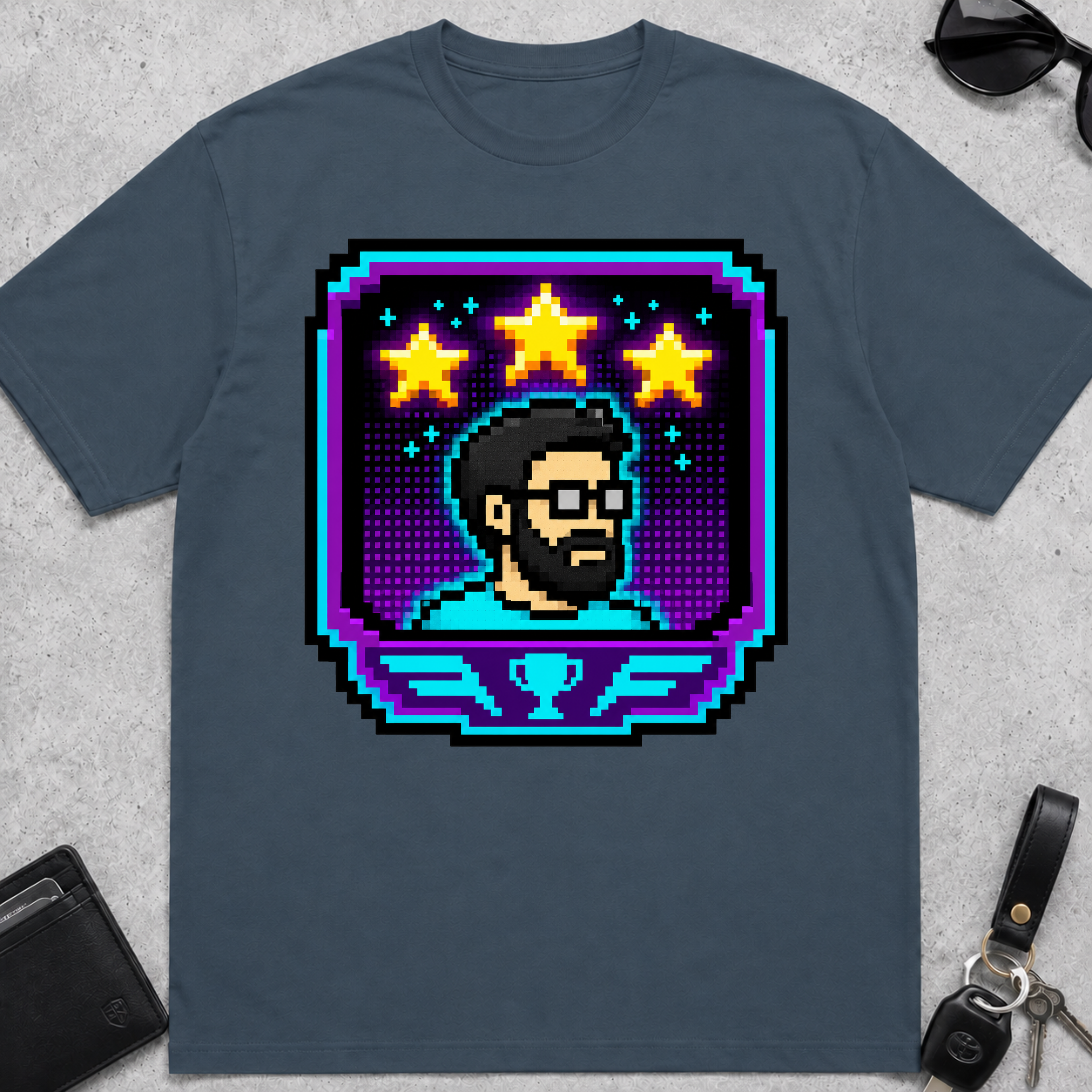 Dad Three Stars 8-Bit T-Shirt