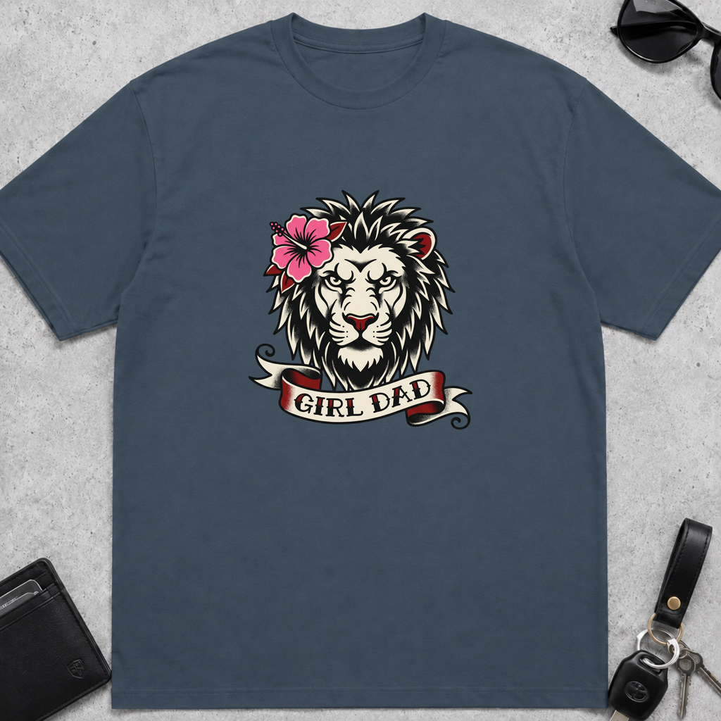 Girl Dad Lion Tattoo T-Shirt