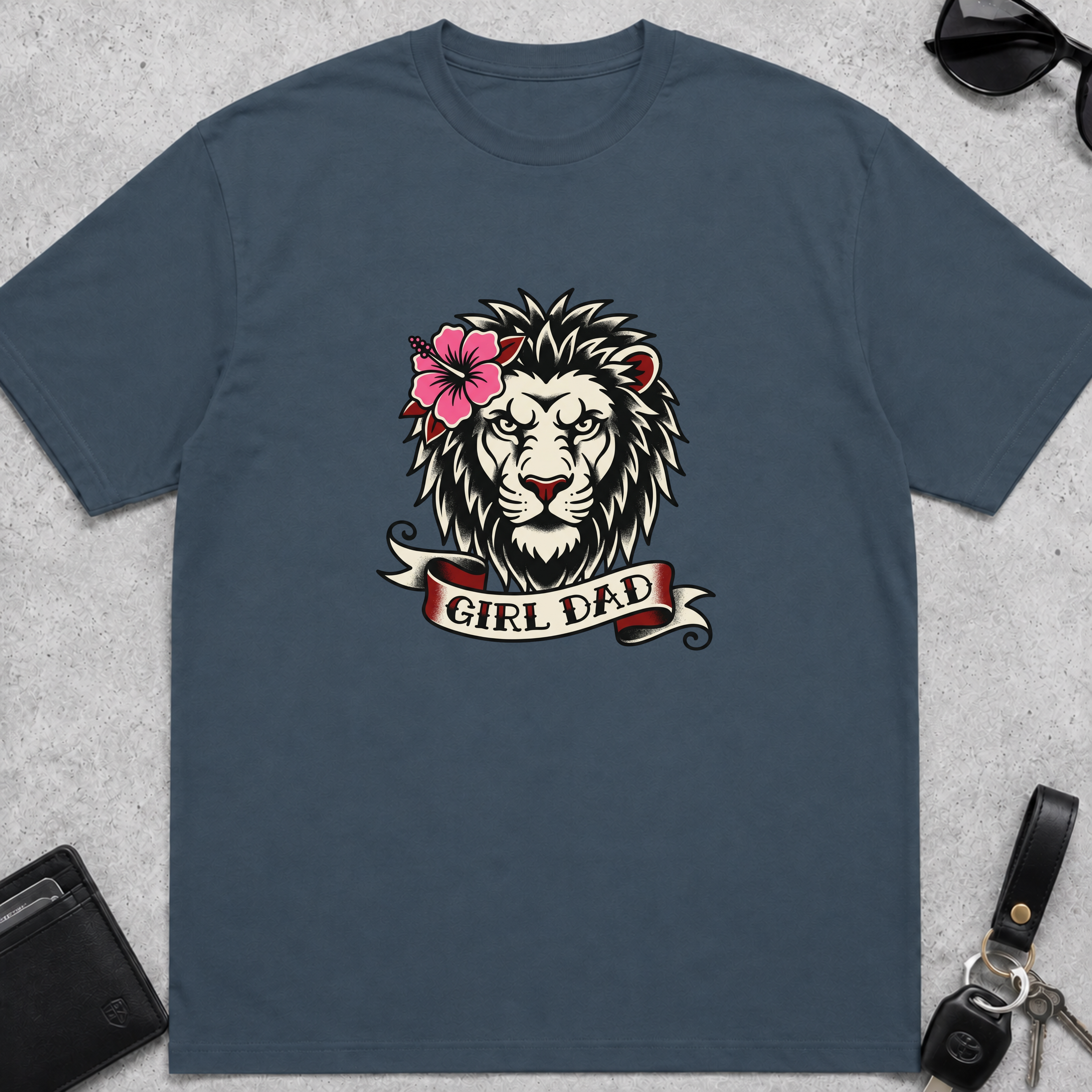 Girl Dad Lion Tattoo T-Shirt