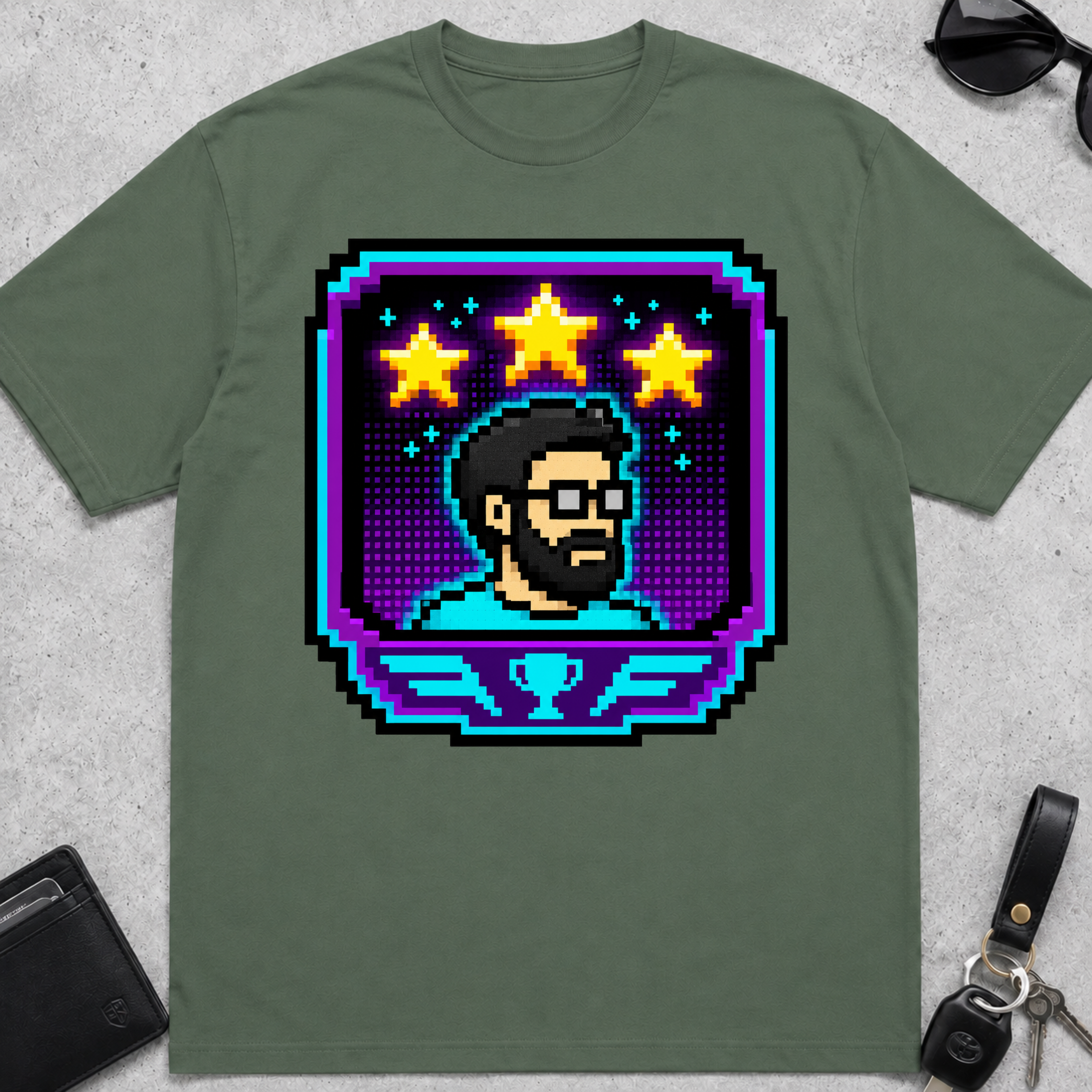 Dad Three Stars 8-Bit T-Shirt