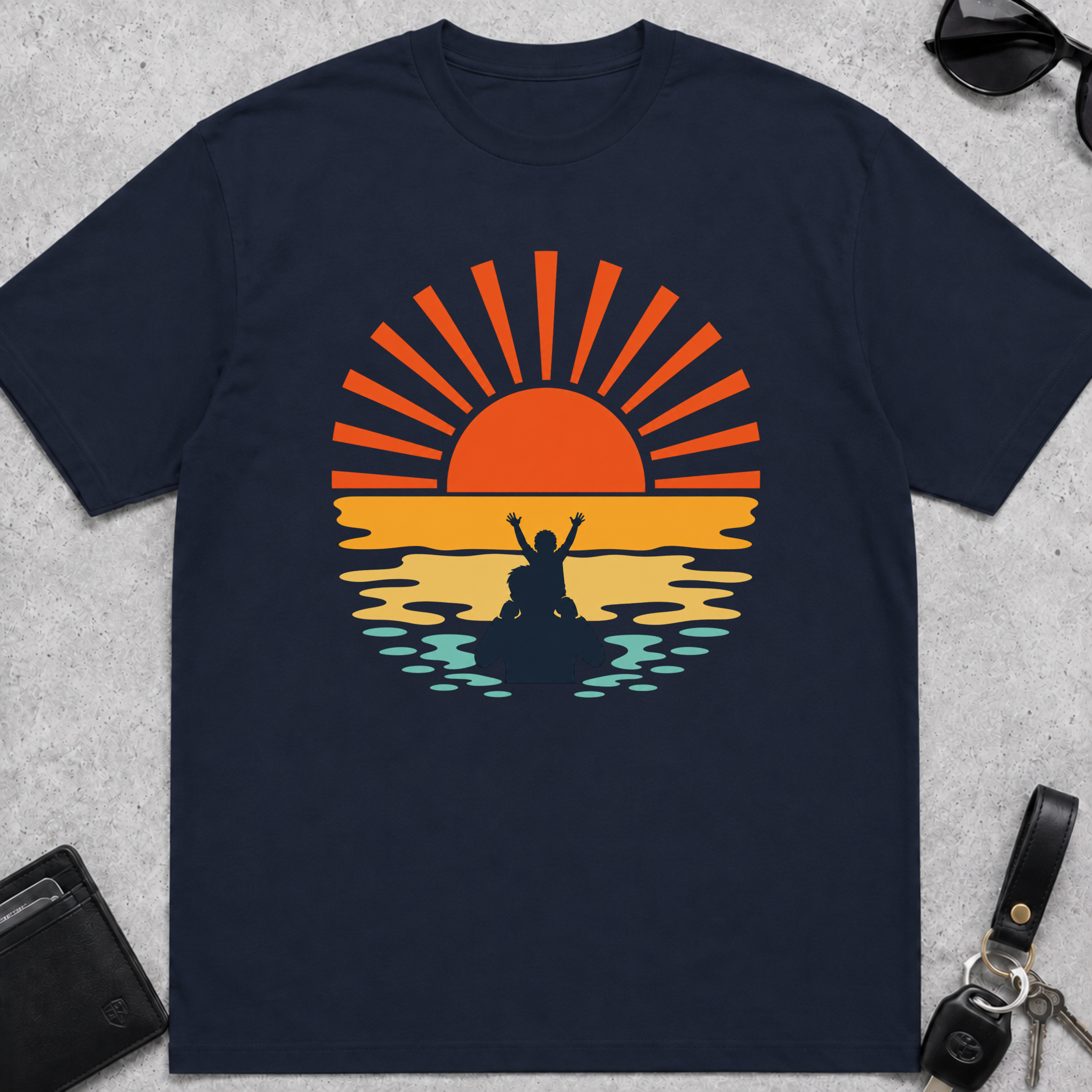 Sunset Kid On Shoulders T-Shirt