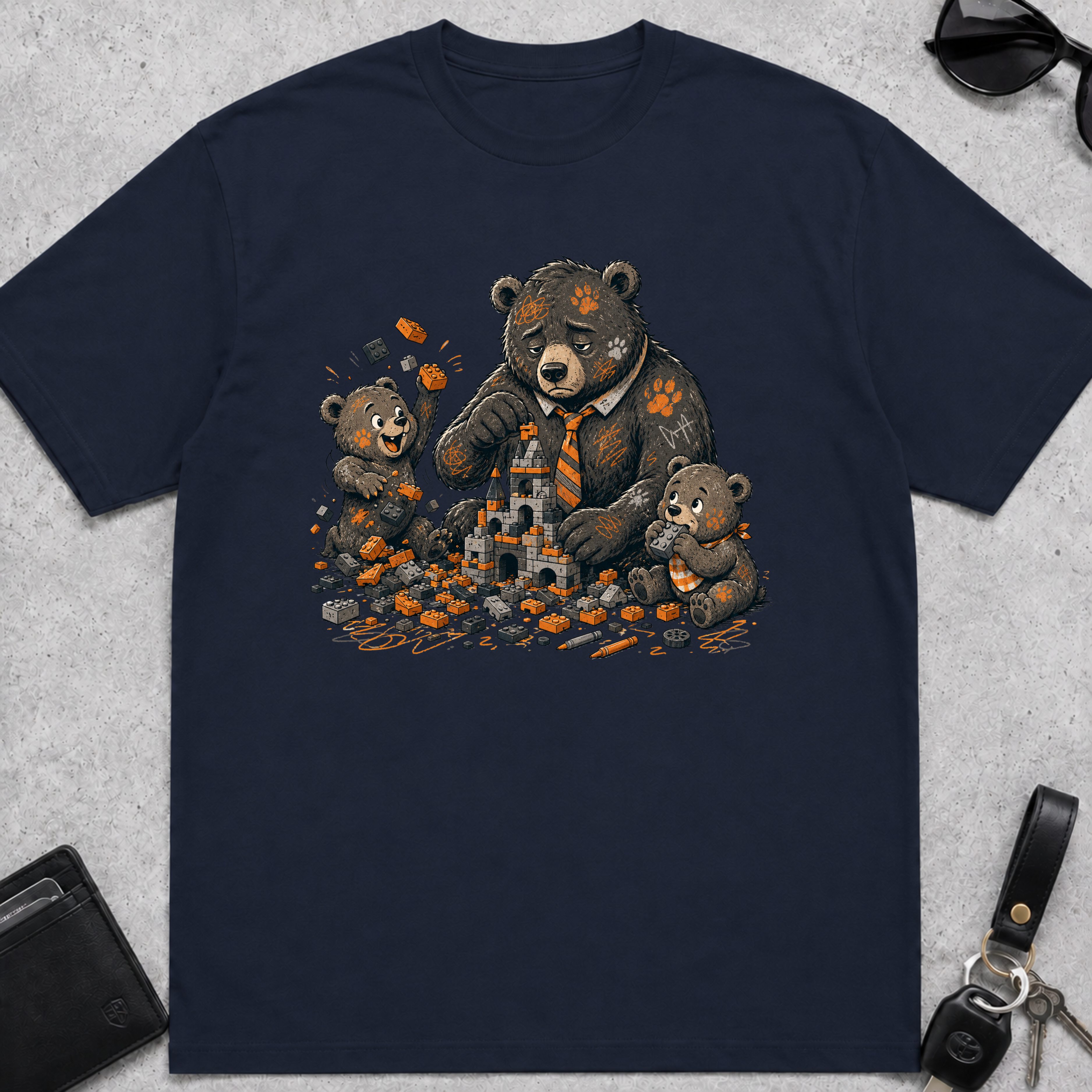 Block Castle Building Bear T-Shirt