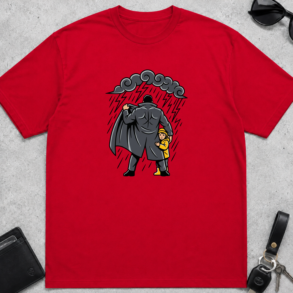 Dad Protecting Child From Rain T-Shirt
