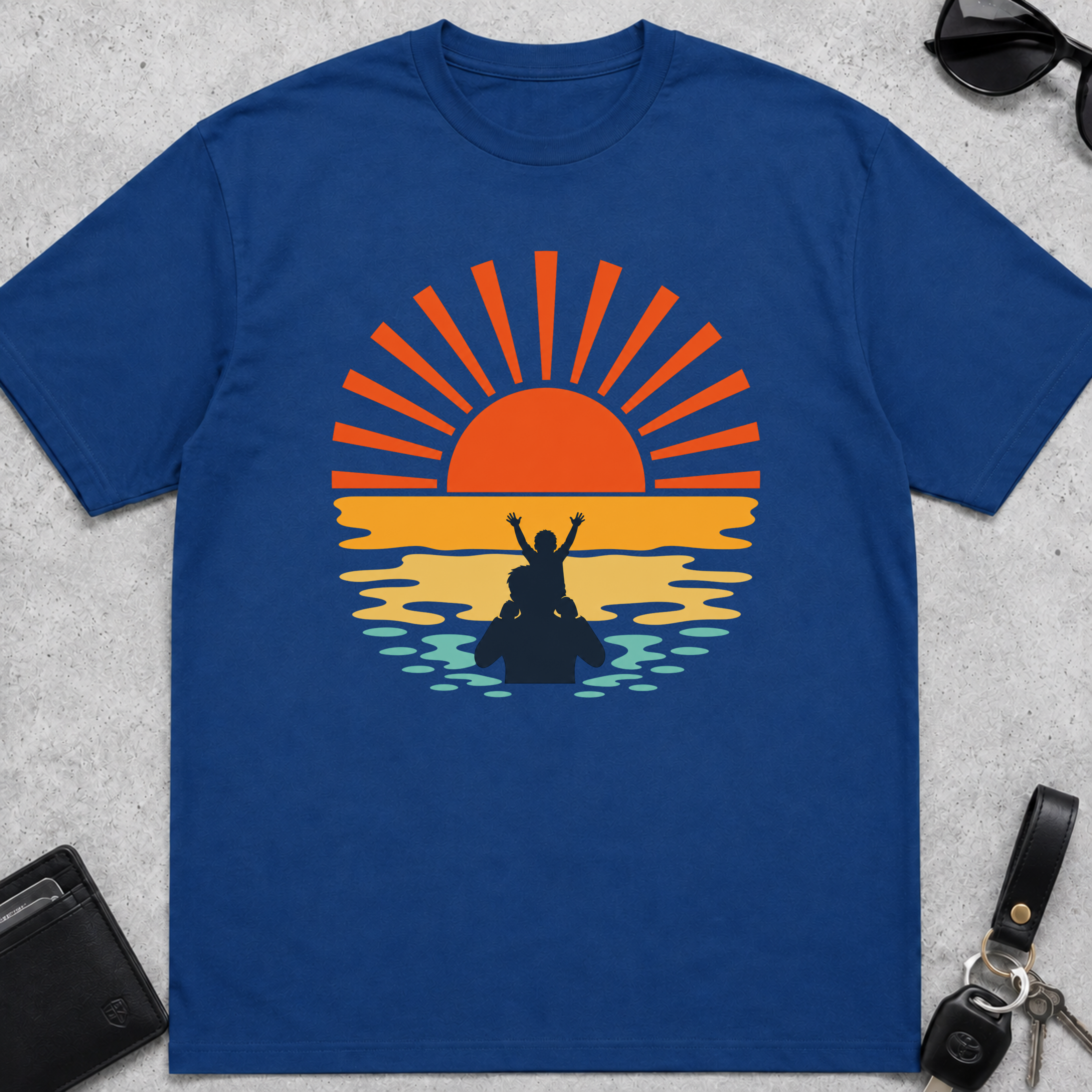 Sunset Kid On Shoulders T-Shirt