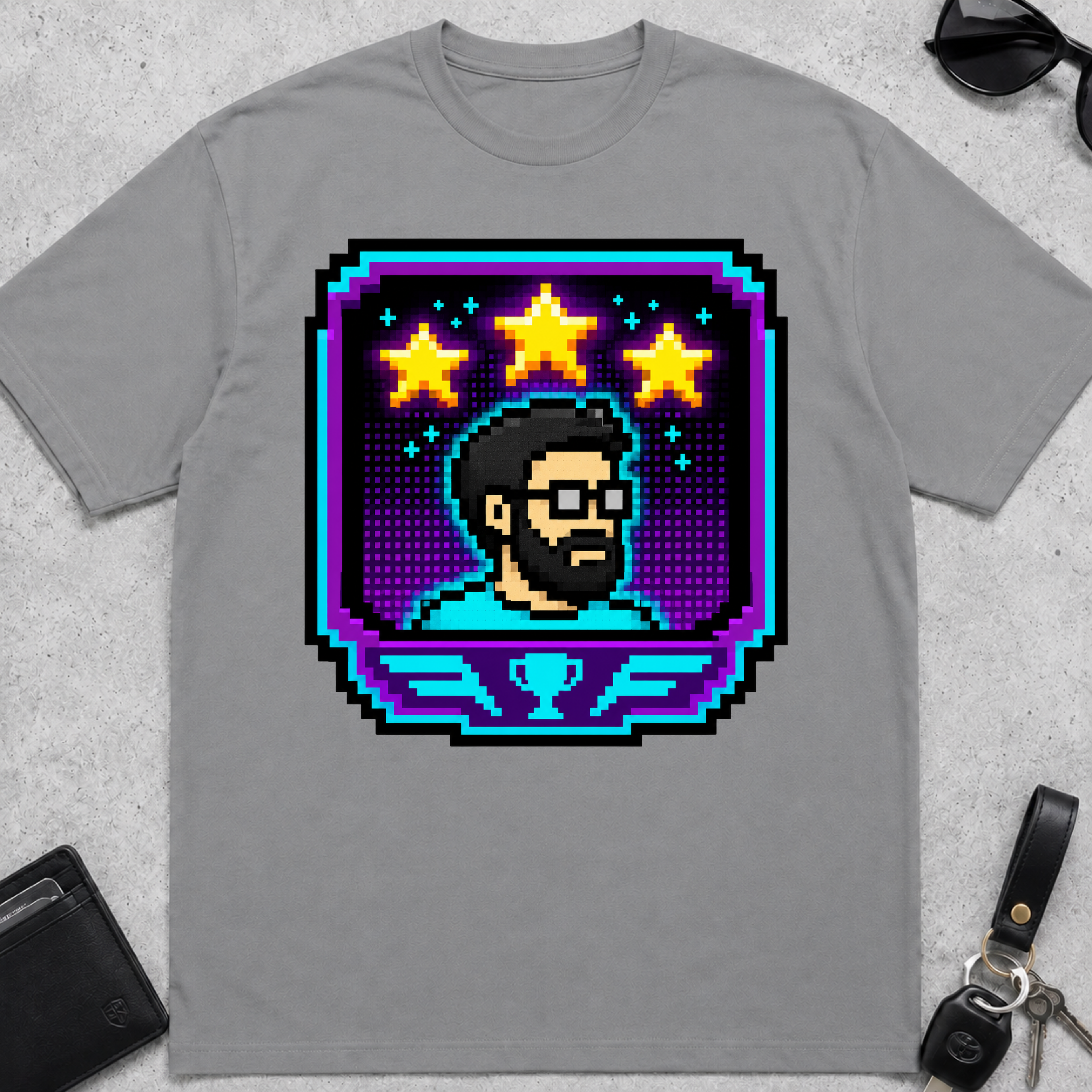 Dad Three Stars 8-Bit T-Shirt