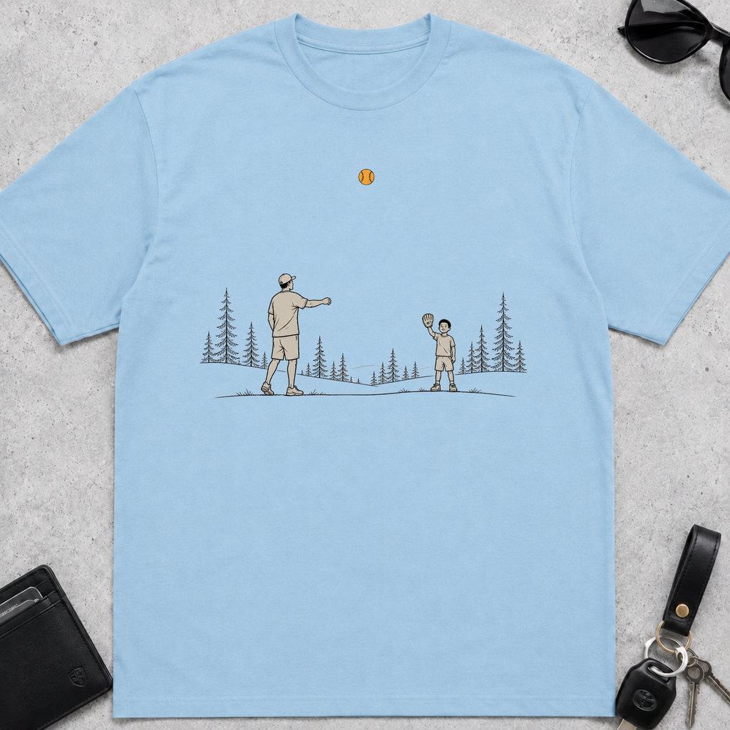 Dad Playing Catch Sun Ball T-Shirt