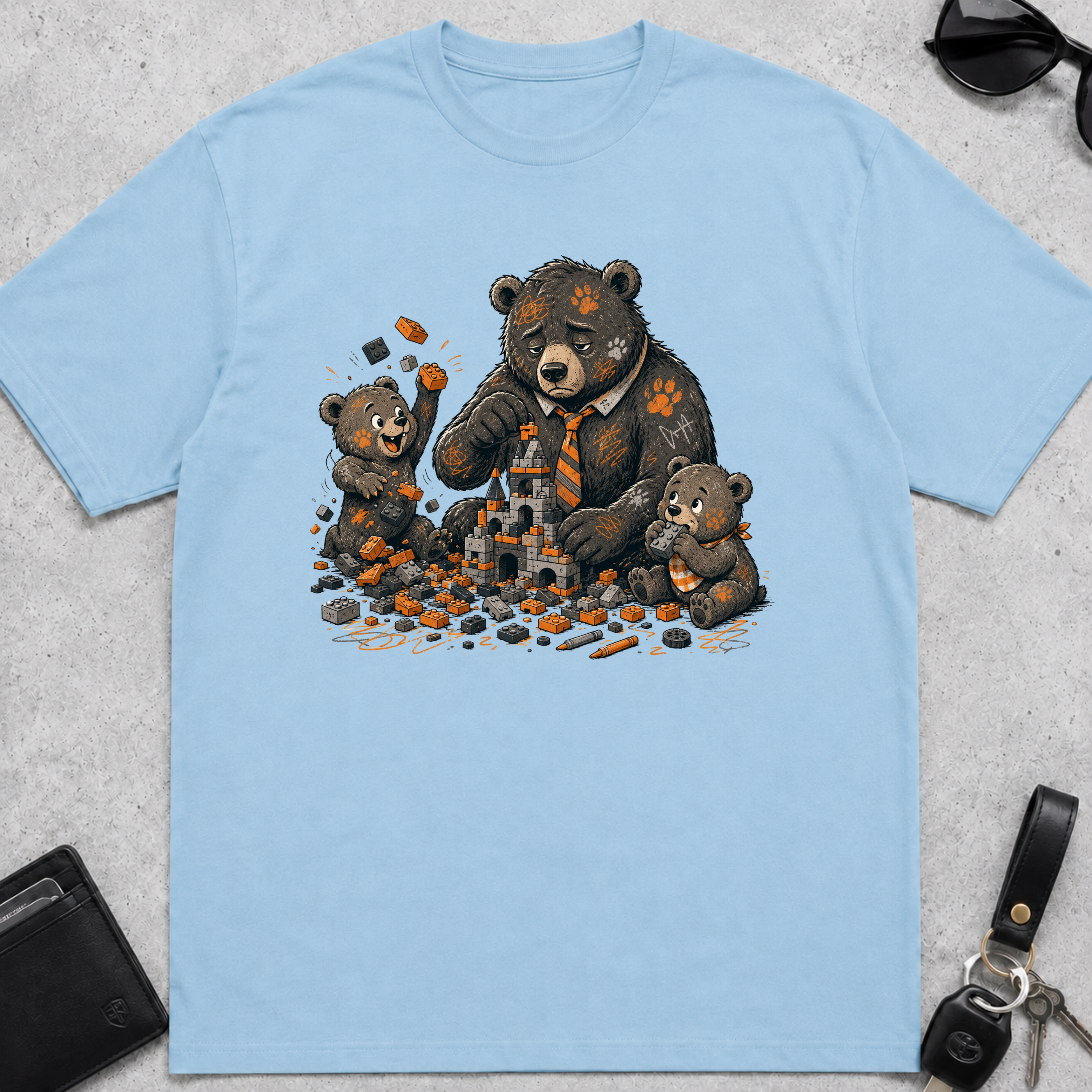 Block Castle Building Bear T-Shirt