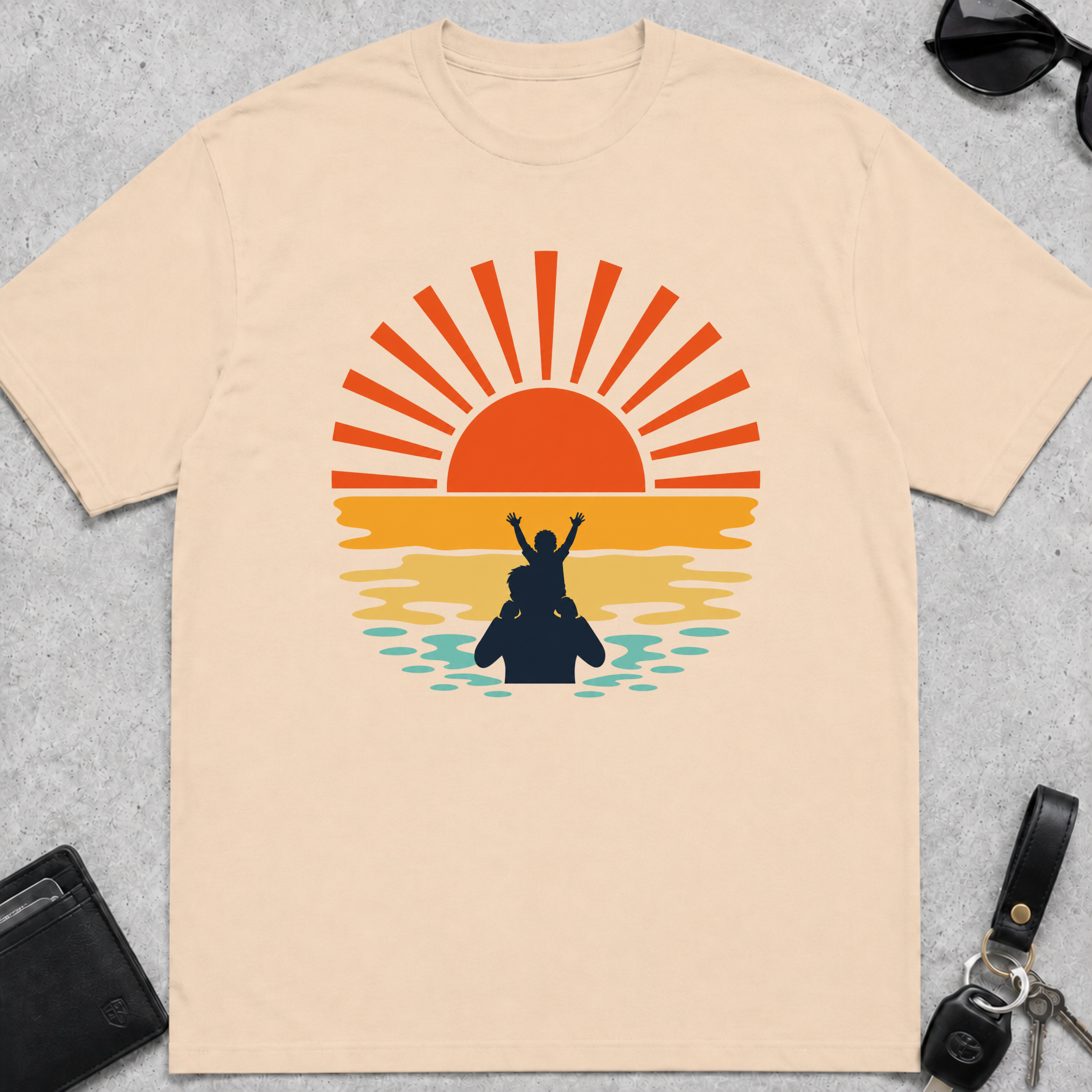 Sunset Kid On Shoulders T-Shirt