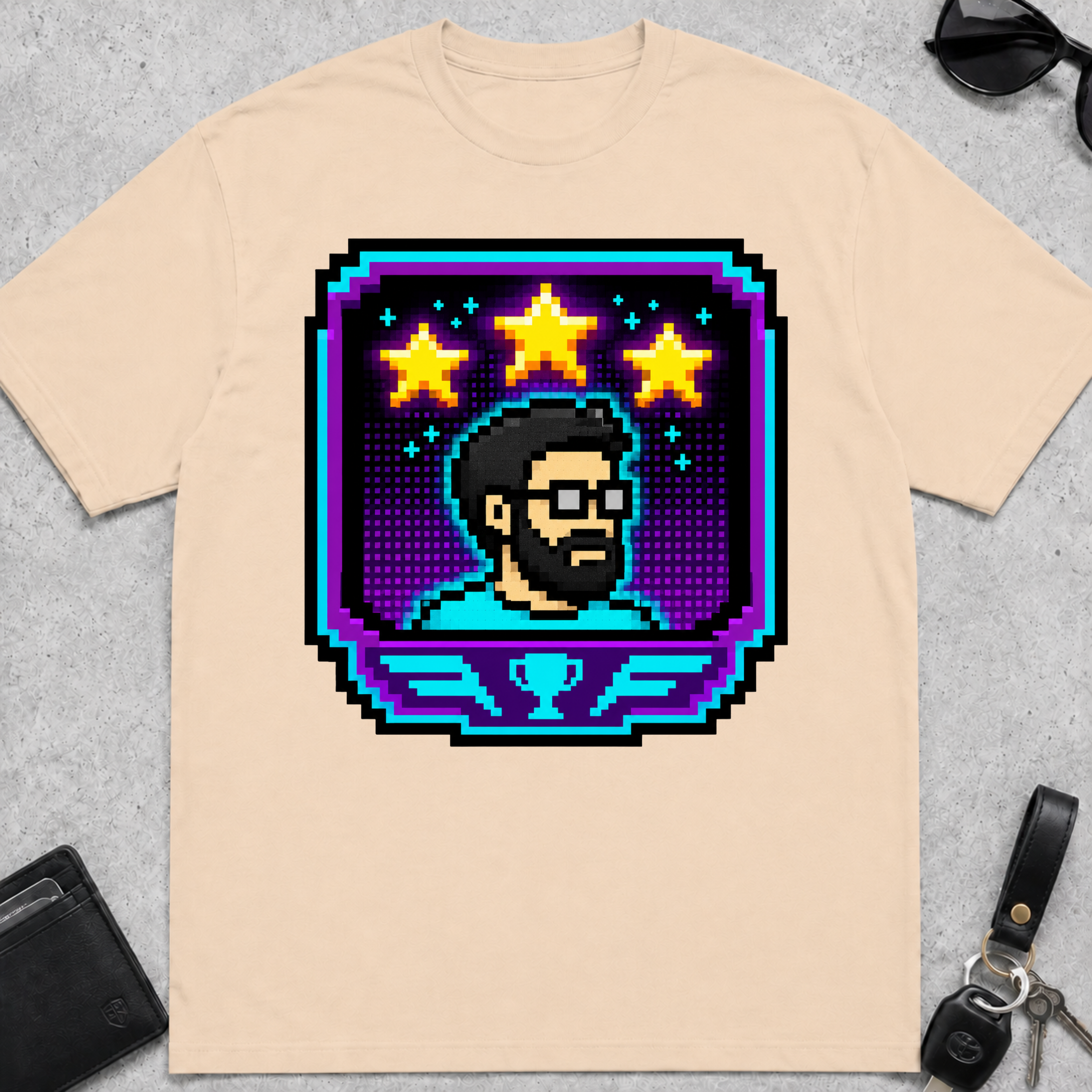 Dad Three Stars 8-Bit T-Shirt