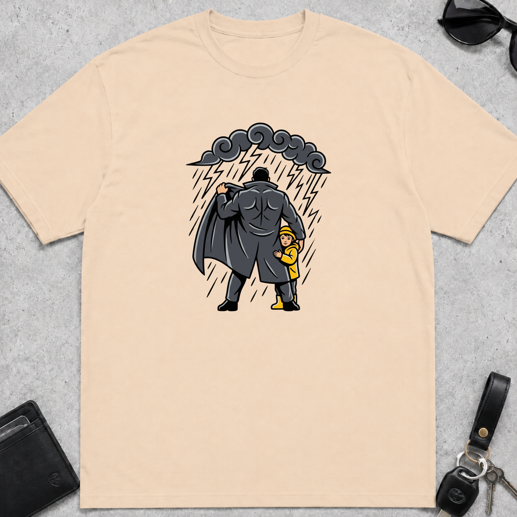Dad Protecting Child From Rain T-Shirt