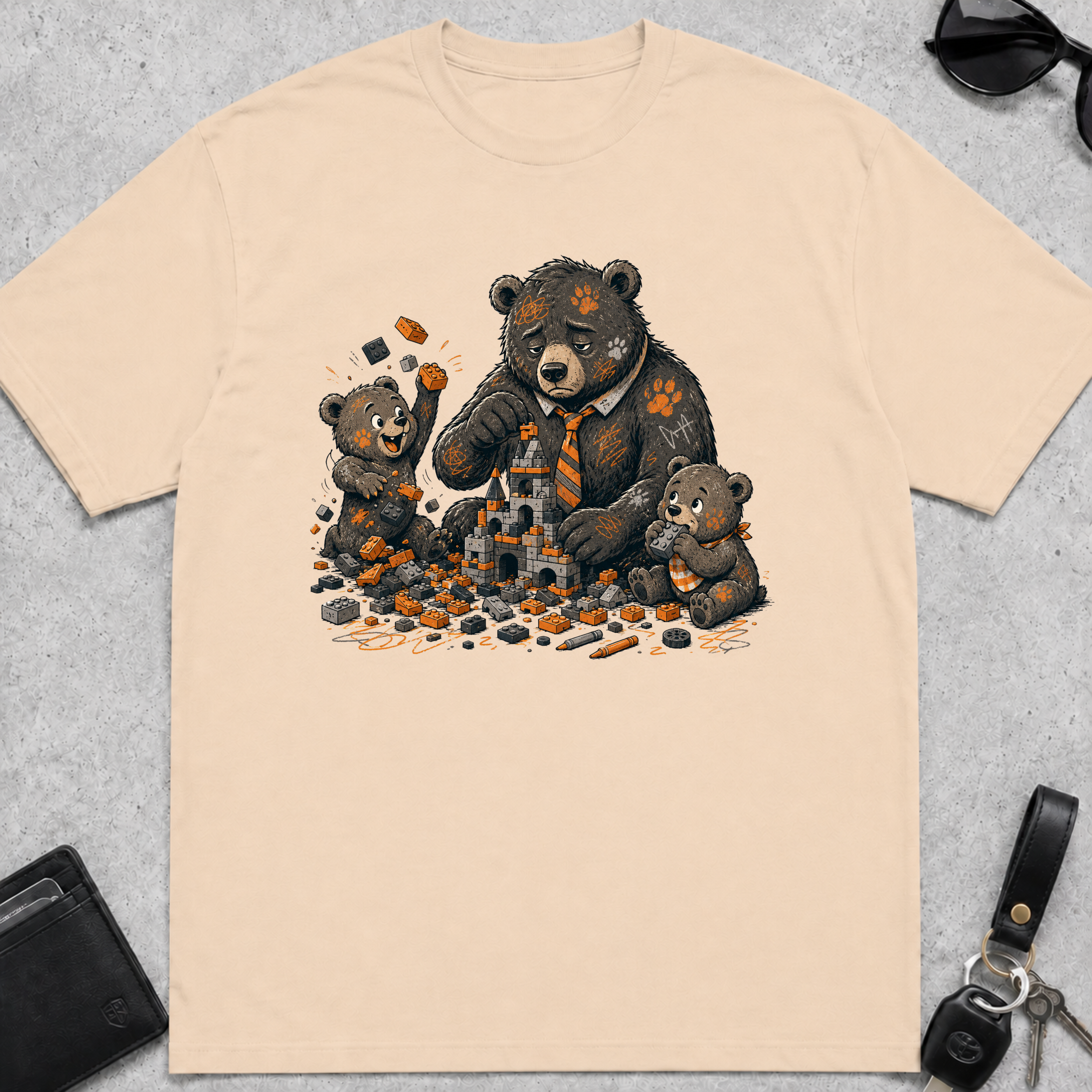 Block Castle Building Bear T-Shirt