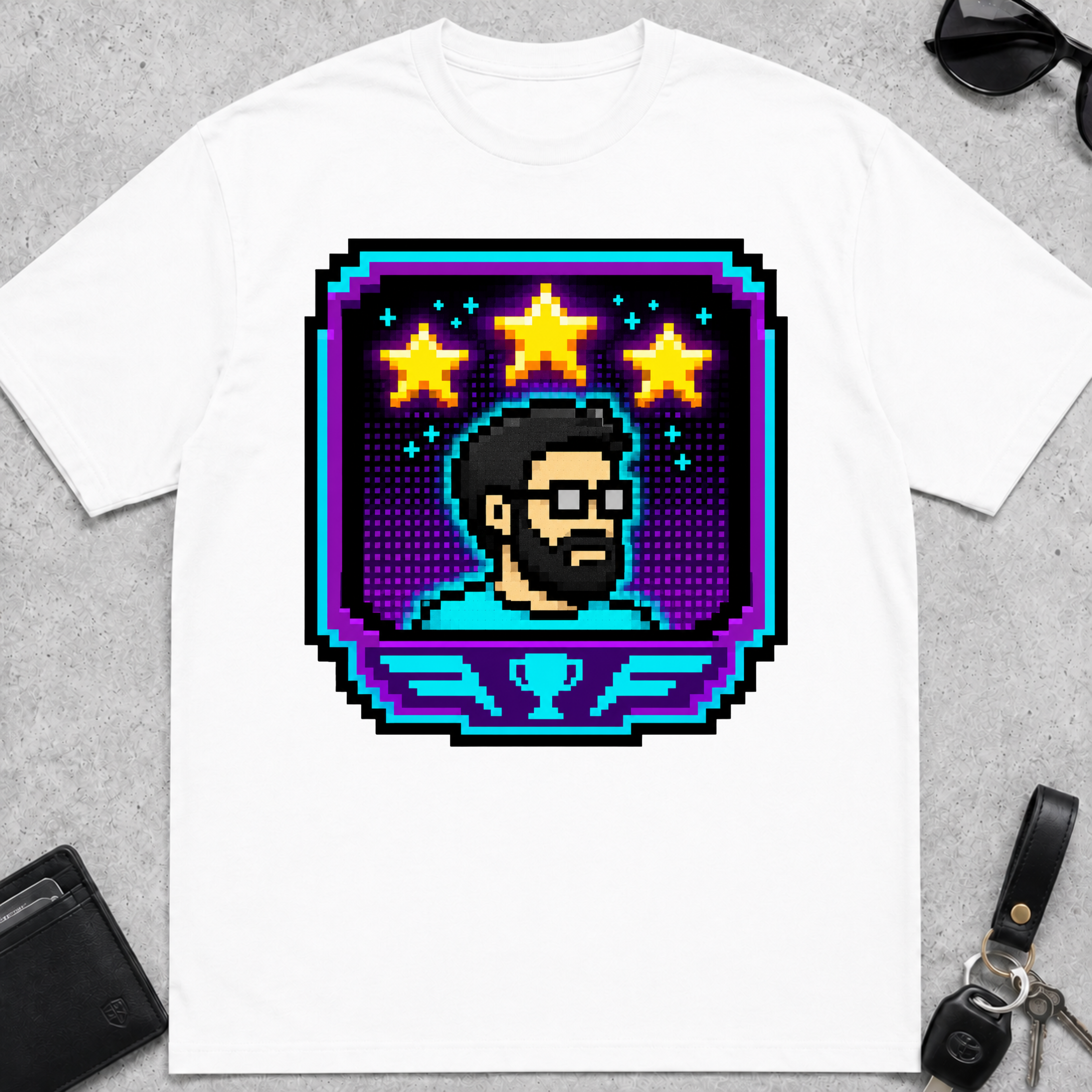 Dad Three Stars 8-Bit T-Shirt
