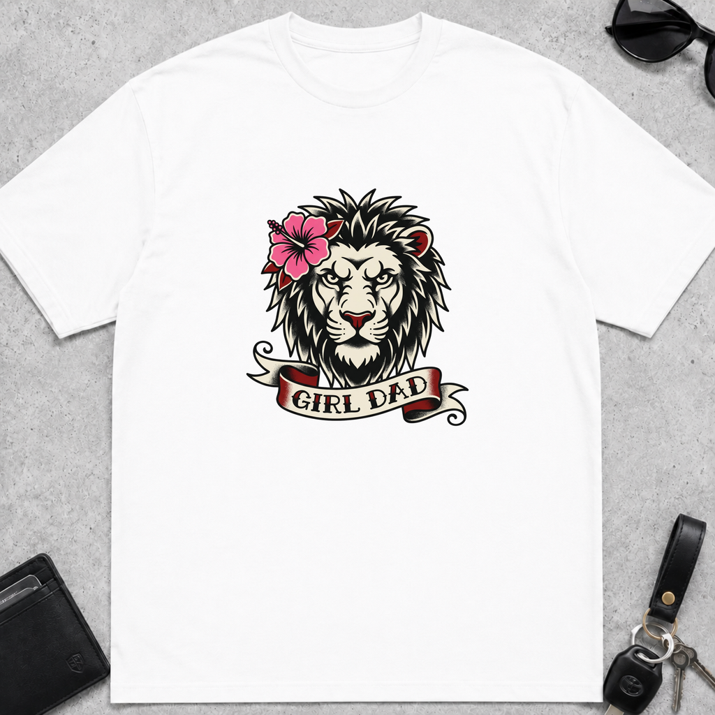 Girl Dad Lion Tattoo T-Shirt
