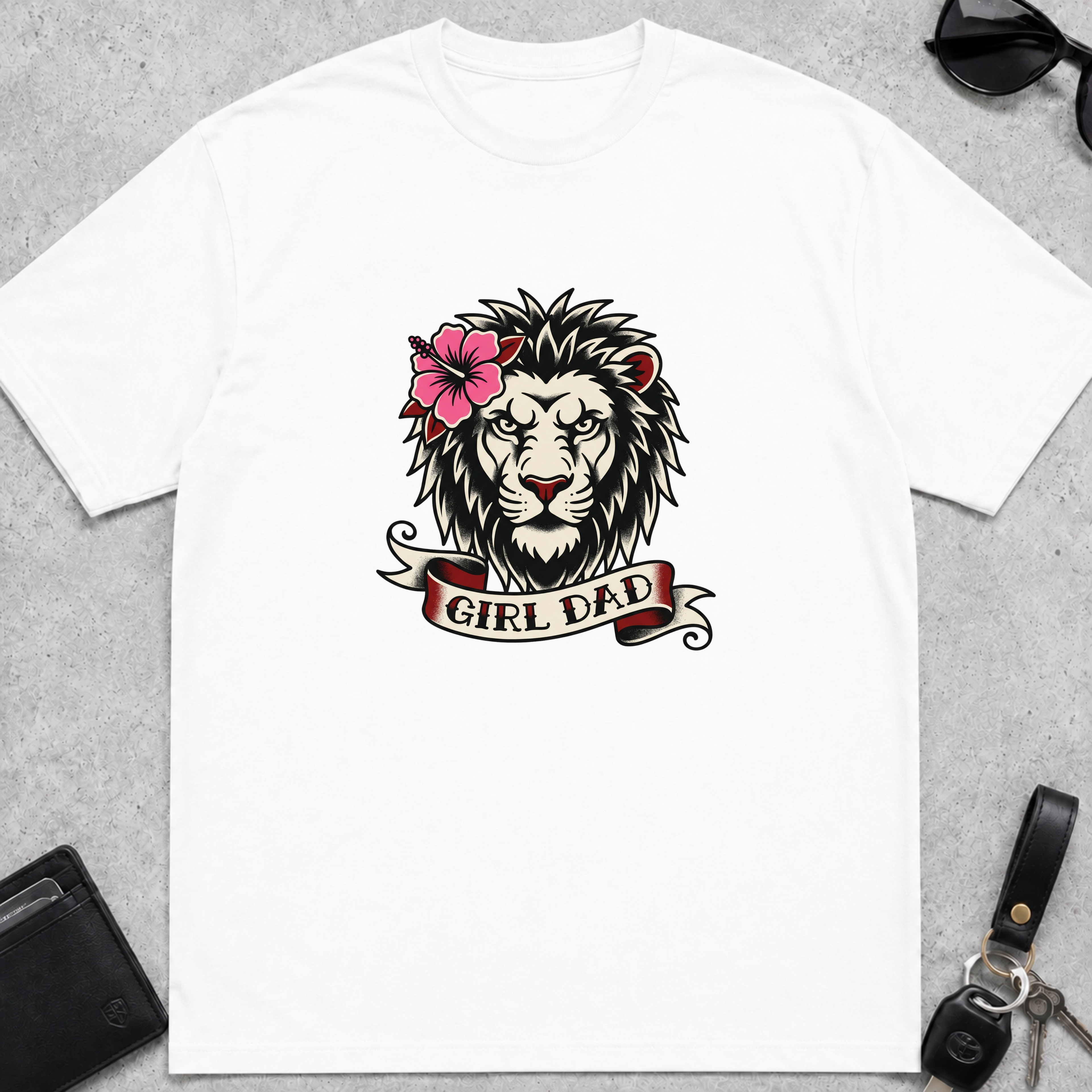 Girl Dad Lion Tattoo T-Shirt
