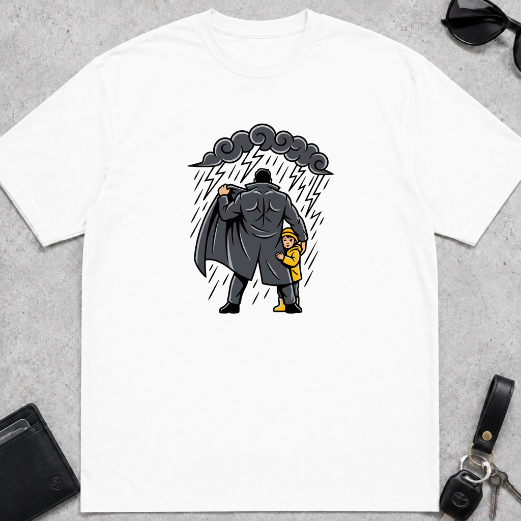 Dad Protecting Child From Rain T-Shirt