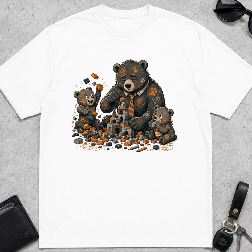 Block Castle Building Bear T-Shirt