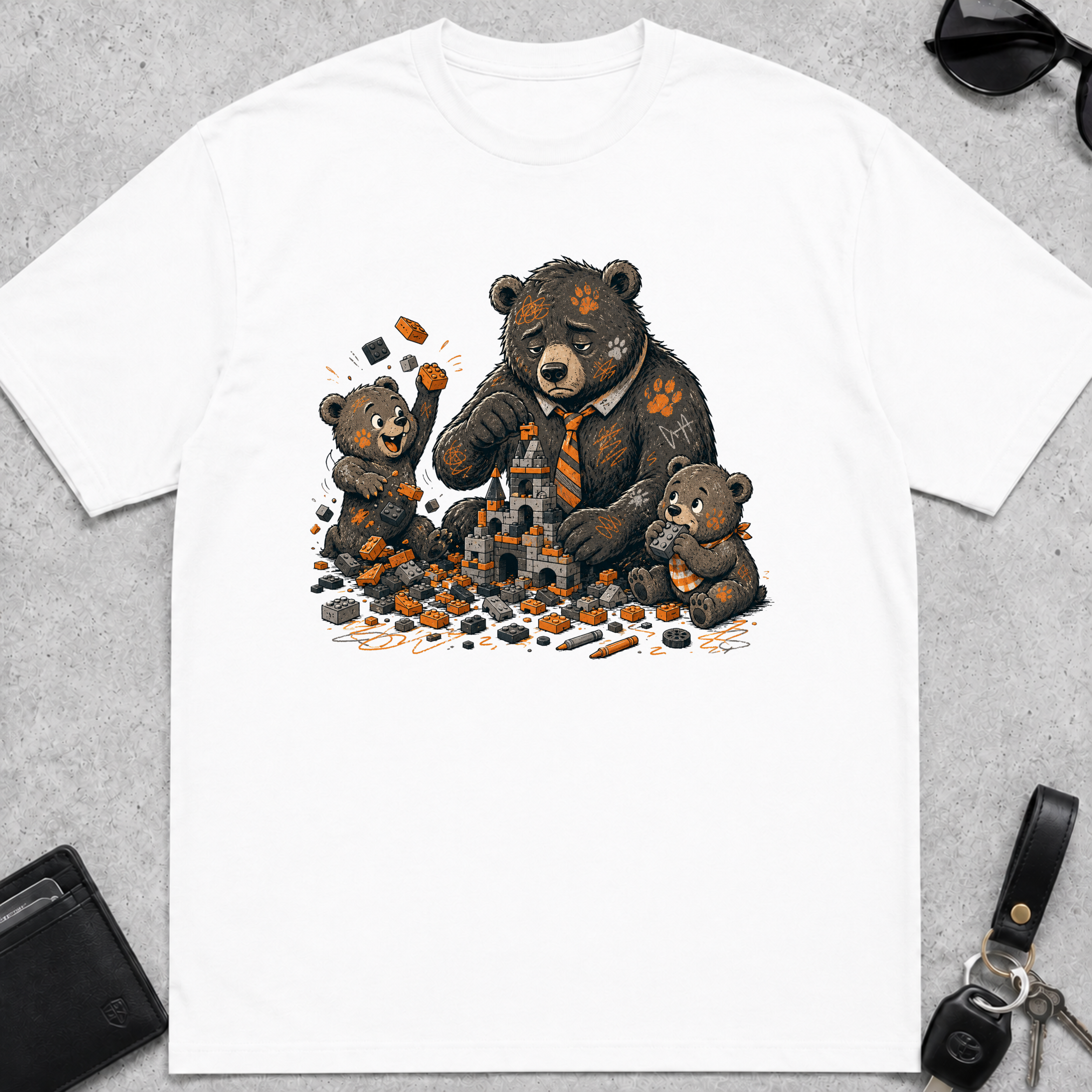 Block Castle Building Bear T-Shirt